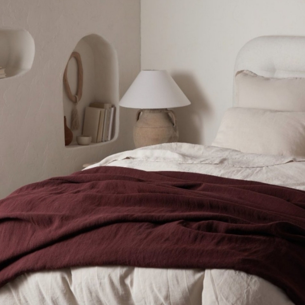 Vintage linen bed blanket